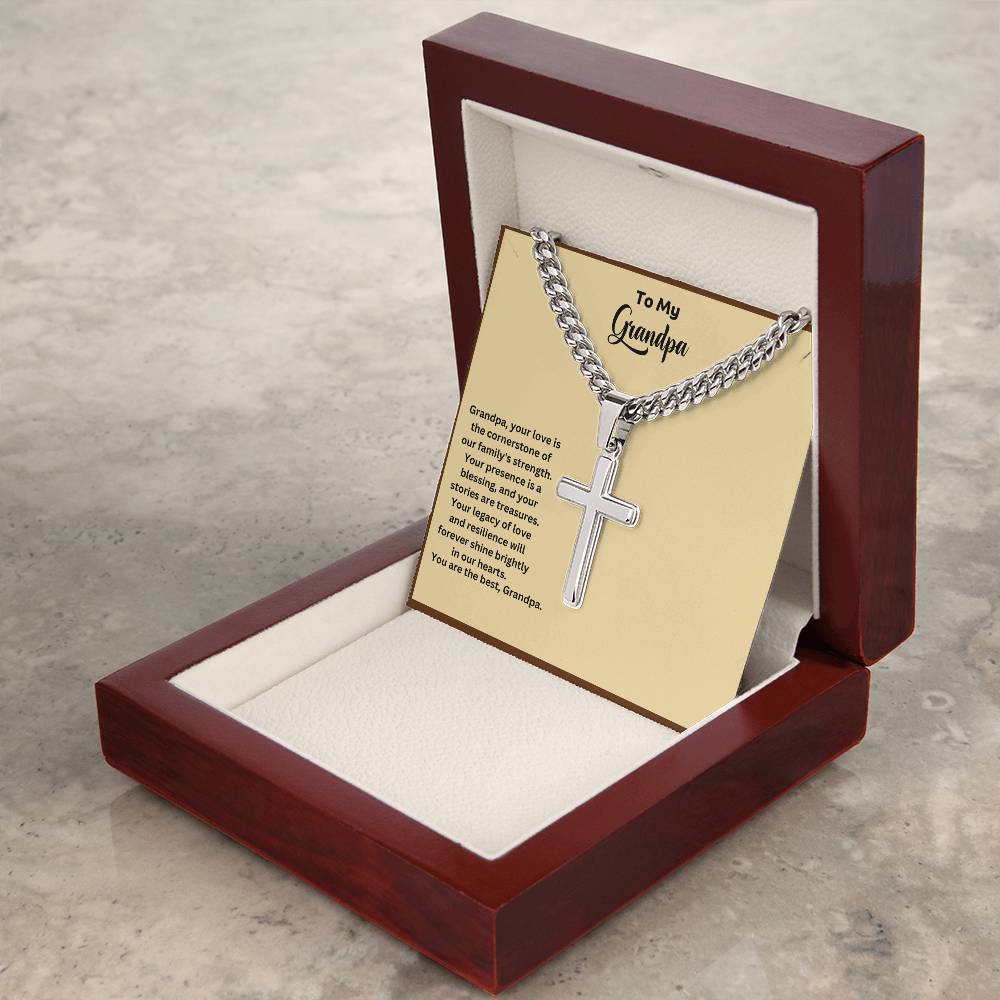 To My Grandpa | Your Presence Is A Blessing | Cross Necklace Gift