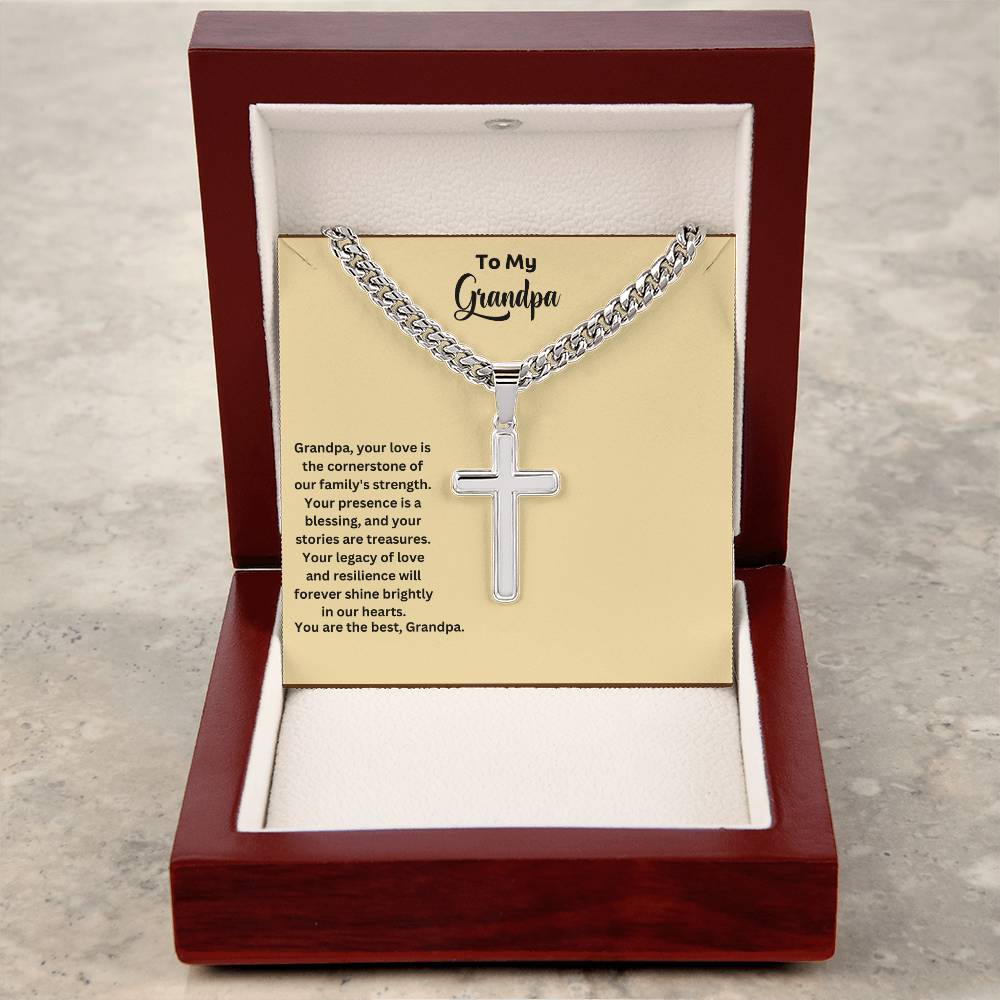 To My Grandpa | Your Presence Is A Blessing | Cross Necklace Gift