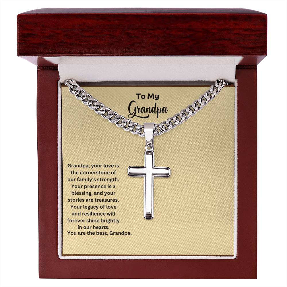 To My Grandpa | Your Presence Is A Blessing | Cross Necklace Gift