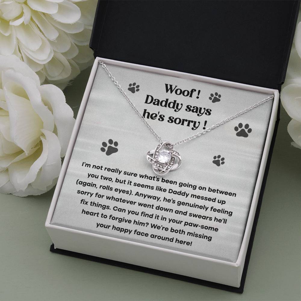 He's Sorry - To my Wife - Love Knot Necklace