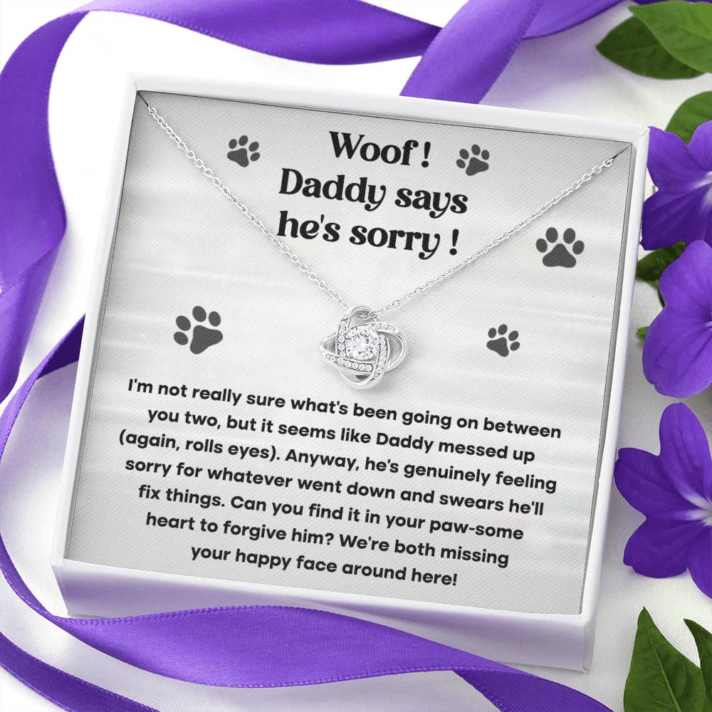 He's Sorry - To my Wife - Love Knot Necklace