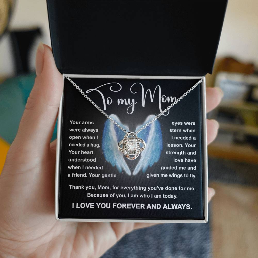 Mom - Wings To Fly -  Love Knot Necklace