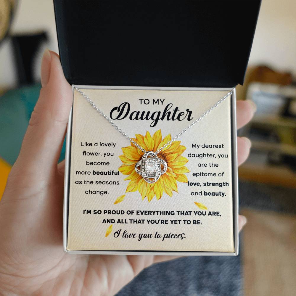 Lovely Flower Strength & Beauty - Gift for Daughter - Love Knot Necklace