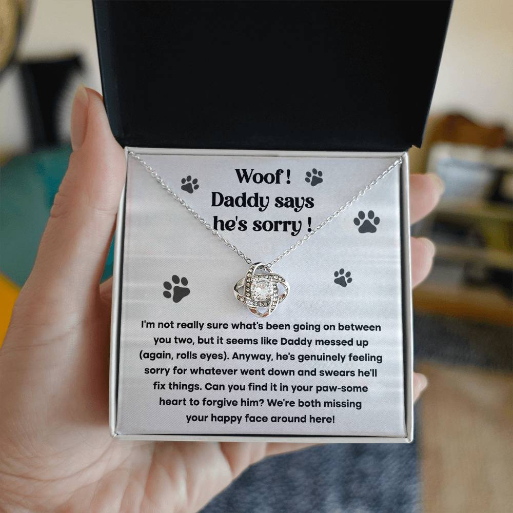 He's Sorry - To my Wife - Love Knot Necklace