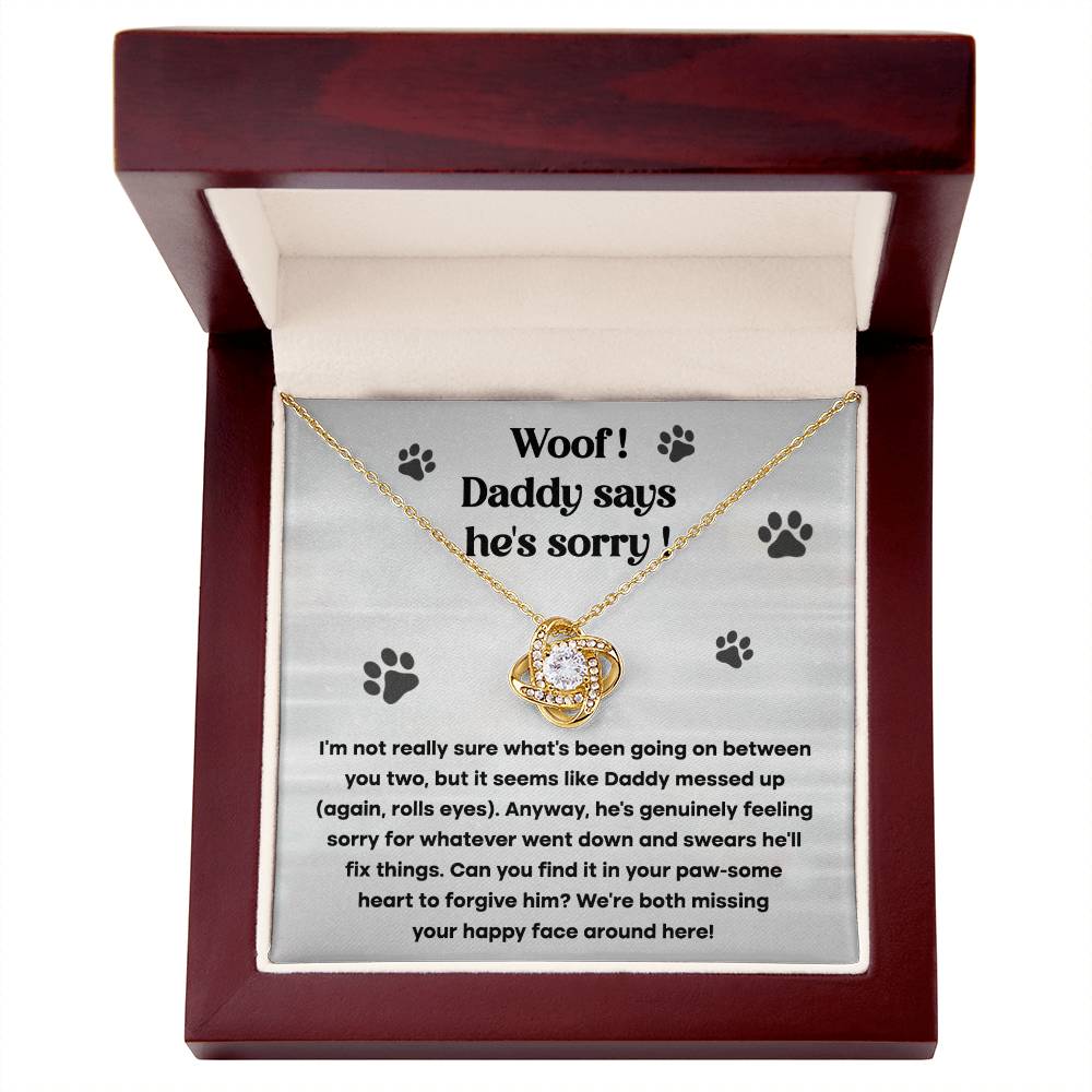 He's Sorry - To my Wife - Love Knot Necklace
