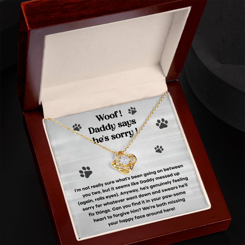 He's Sorry - To my Wife - Love Knot Necklace