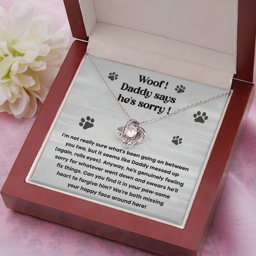 He's Sorry - To my Wife - Love Knot Necklace