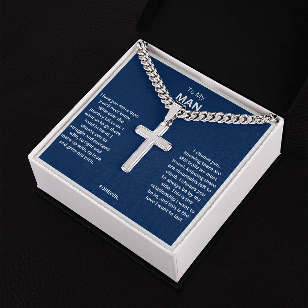 To My Man | I Love You More Than You Will Ever Know | Cross Necklace For Husband