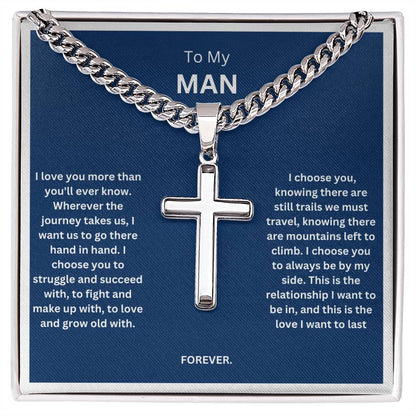 To My Man | I Love You More Than You Will Ever Know | Cross Necklace For Husband