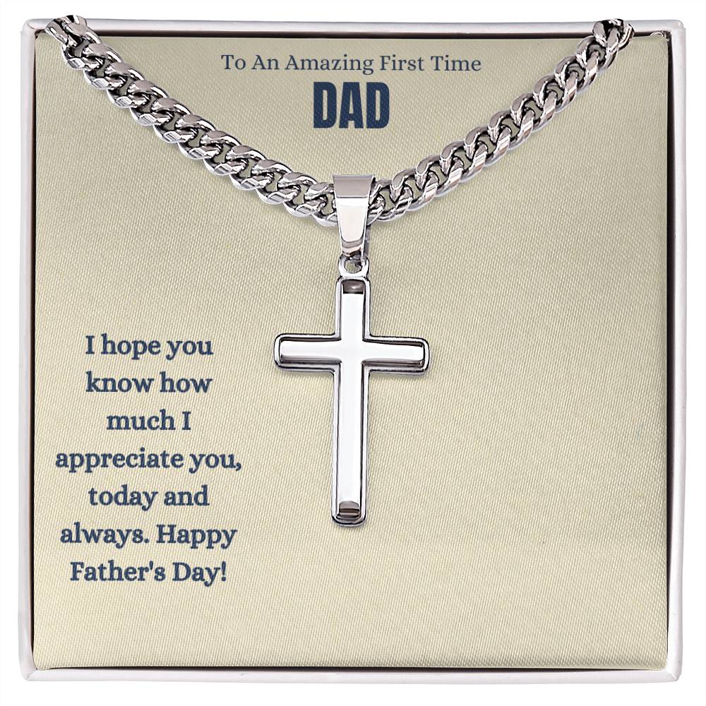 To An Amazing First Time Dad | Happy Father's Day | Cross Necklace Gift