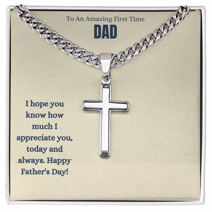 To An Amazing First Time Dad | Happy Father's Day | Cross Necklace Gift