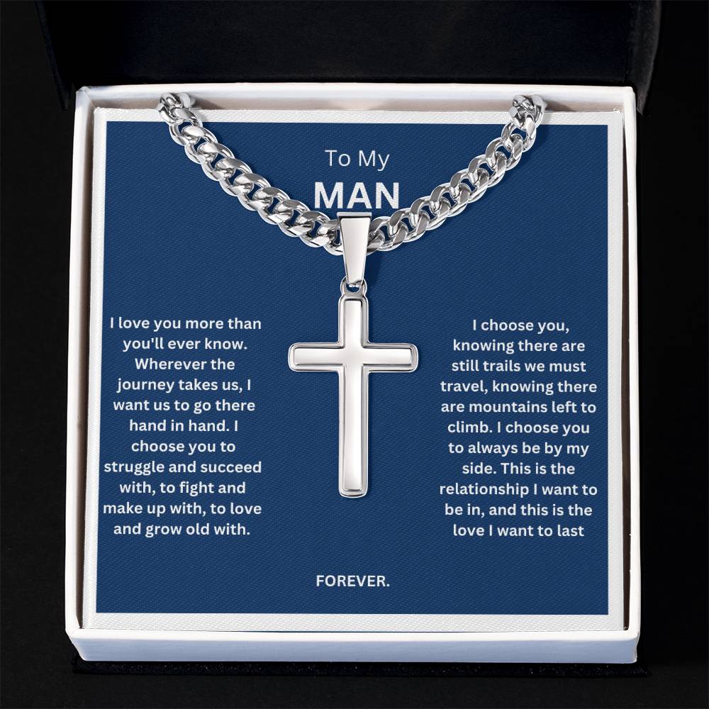 To My Man | I Love You More Than You Will Ever Know | Cross Necklace For Husband