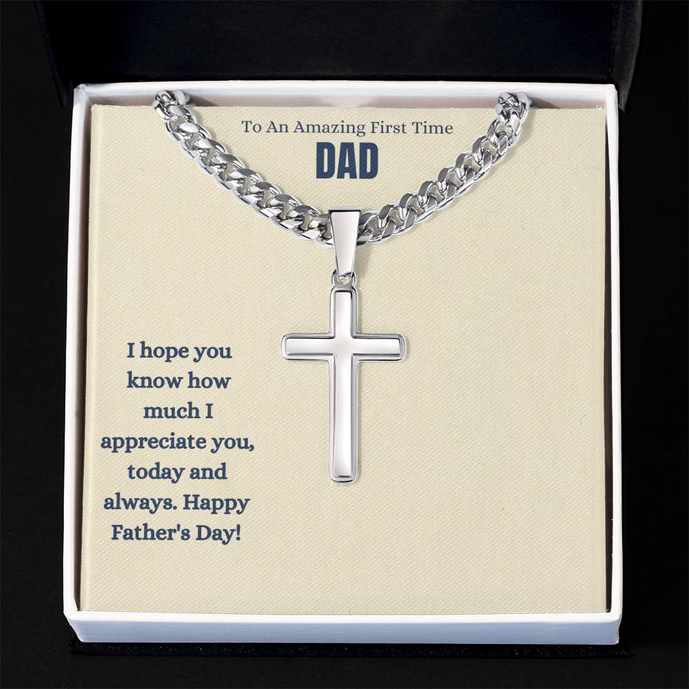 To An Amazing First Time Dad | Happy Father's Day | Cross Necklace Gift