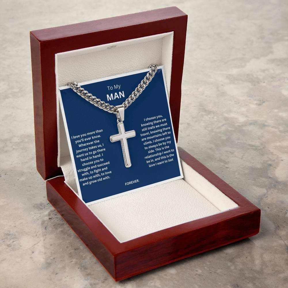 To My Man | I Love You More Than You Will Ever Know | Cross Necklace For Husband