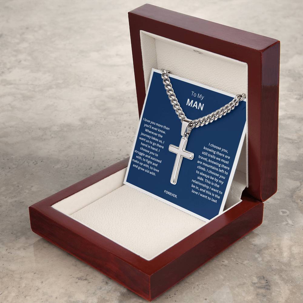 To My Man | I Love You More Than You Will Ever Know | Cross Necklace For Husband