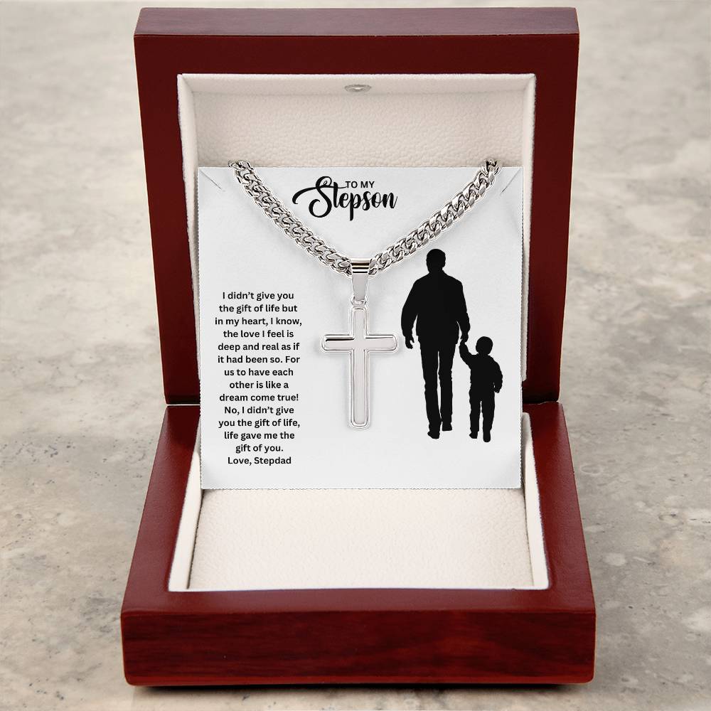 To My Stepson | Life Gave Me The Gift Of You | Cuban Cross Necklace