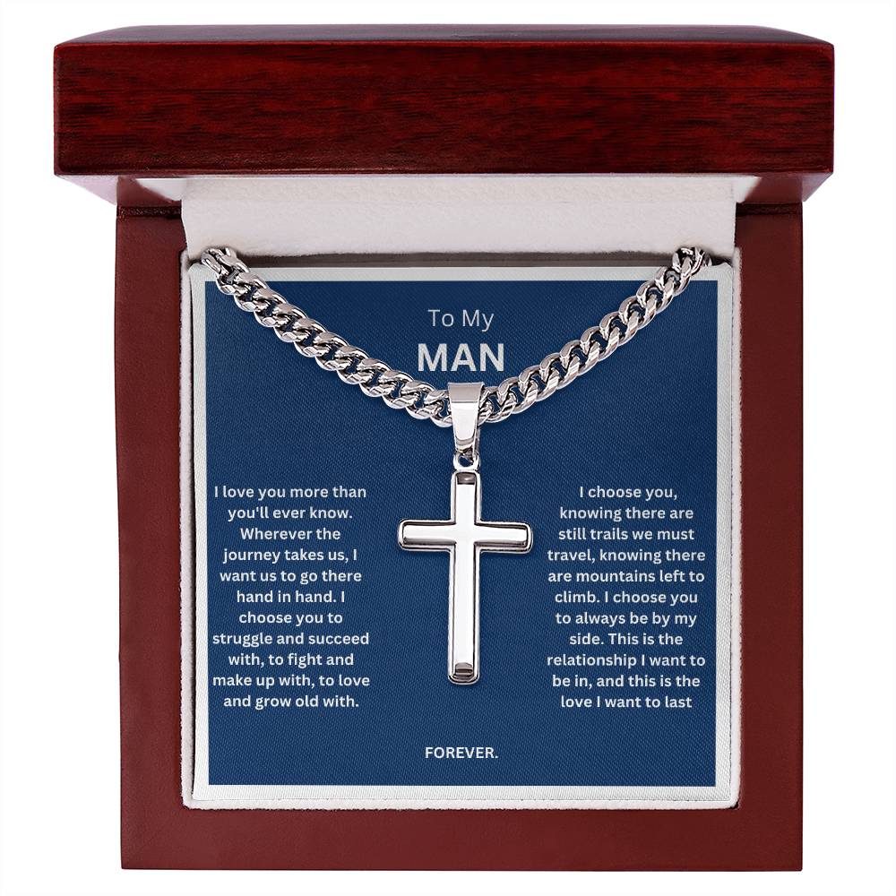 To My Man | I Love You More Than You Will Ever Know | Cross Necklace For Husband