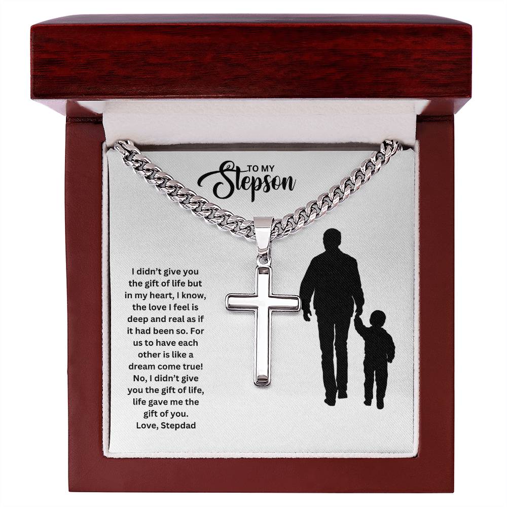 To My Stepson | Life Gave Me The Gift Of You | Cuban Cross Necklace