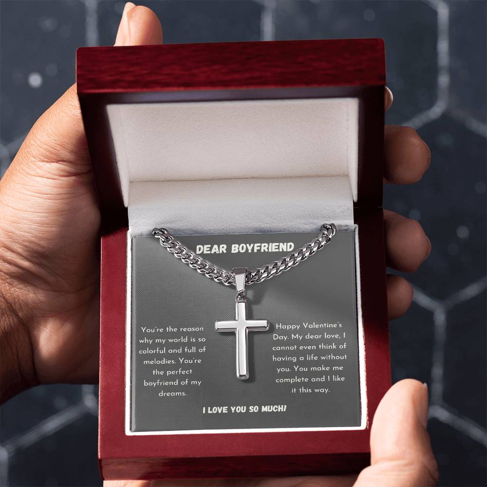 Dear Boyfriend | Happy Valentine's Day | Cuban Cross Necklace
