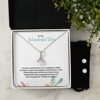 To My Wonderful Boss | You Are A Source Of Encouragement | Professional Necklace And Earring Set