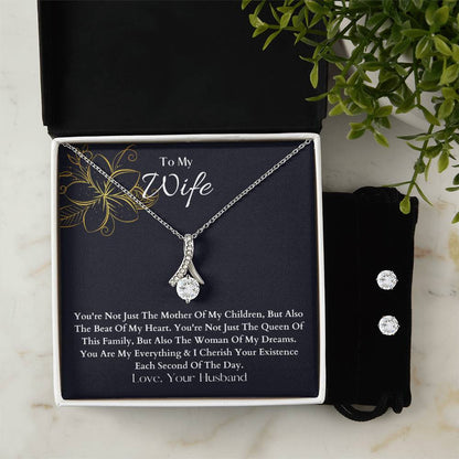 To My Wife | You Are My Everything | Necklace  + Clear CZ Earrings