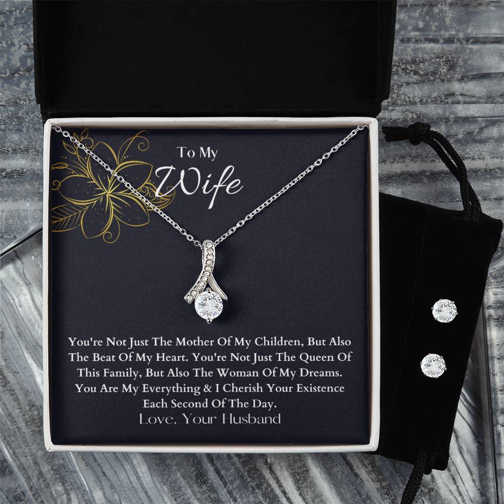 To My Wife | You Are My Everything | Necklace  + Clear CZ Earrings