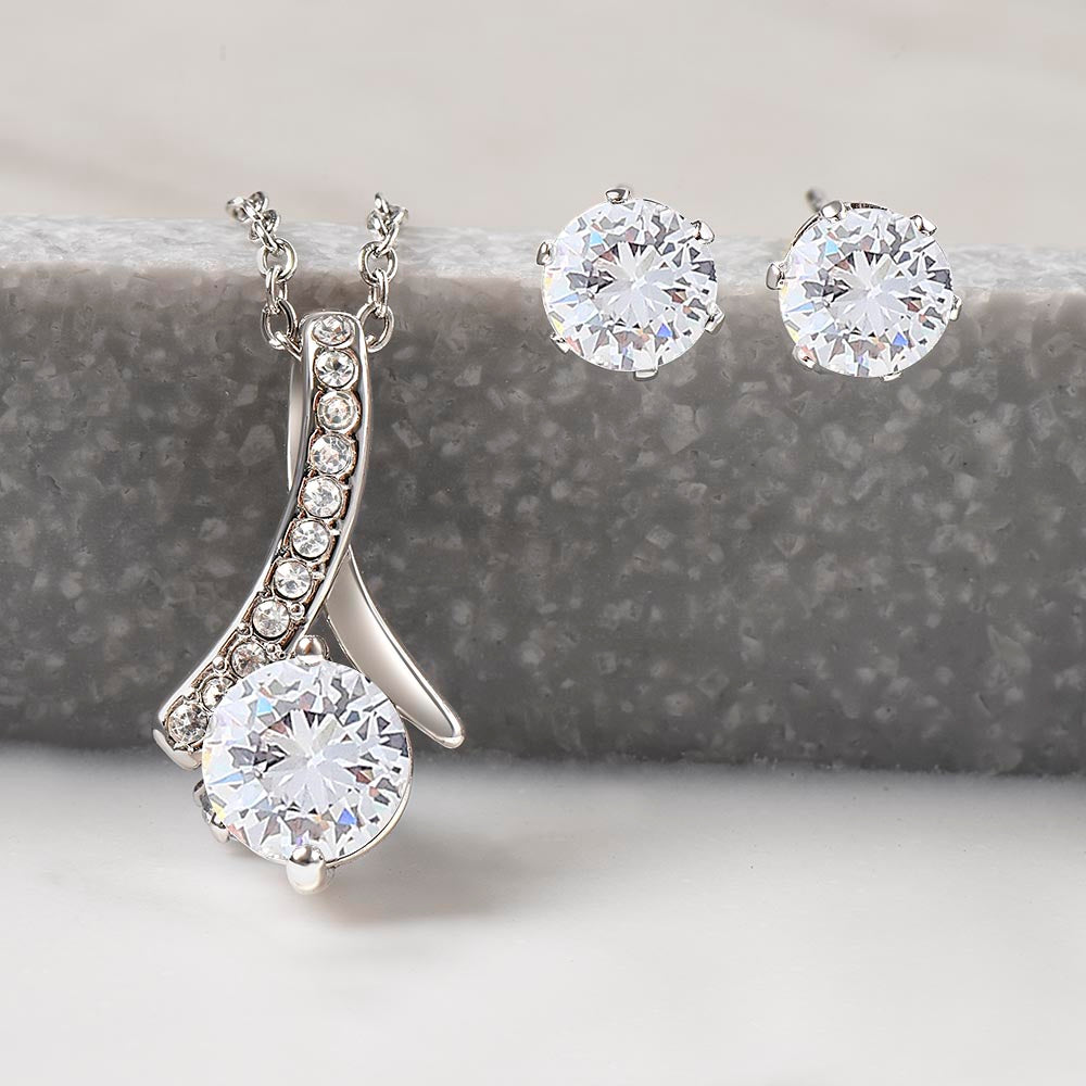 Best Daughter | Happy Birthday | Jewelry Necklace + Clear CZ Earrings