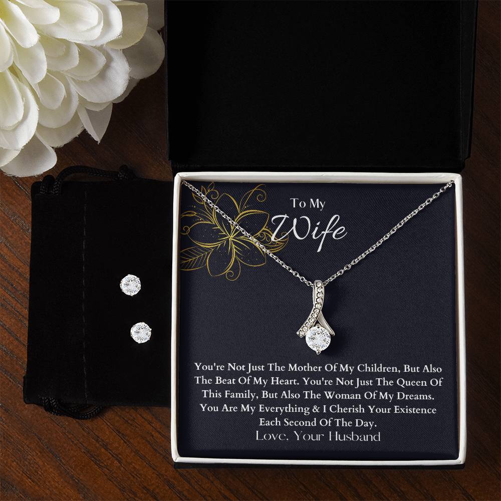 To My Wife | You Are My Everything | Necklace  + Clear CZ Earrings
