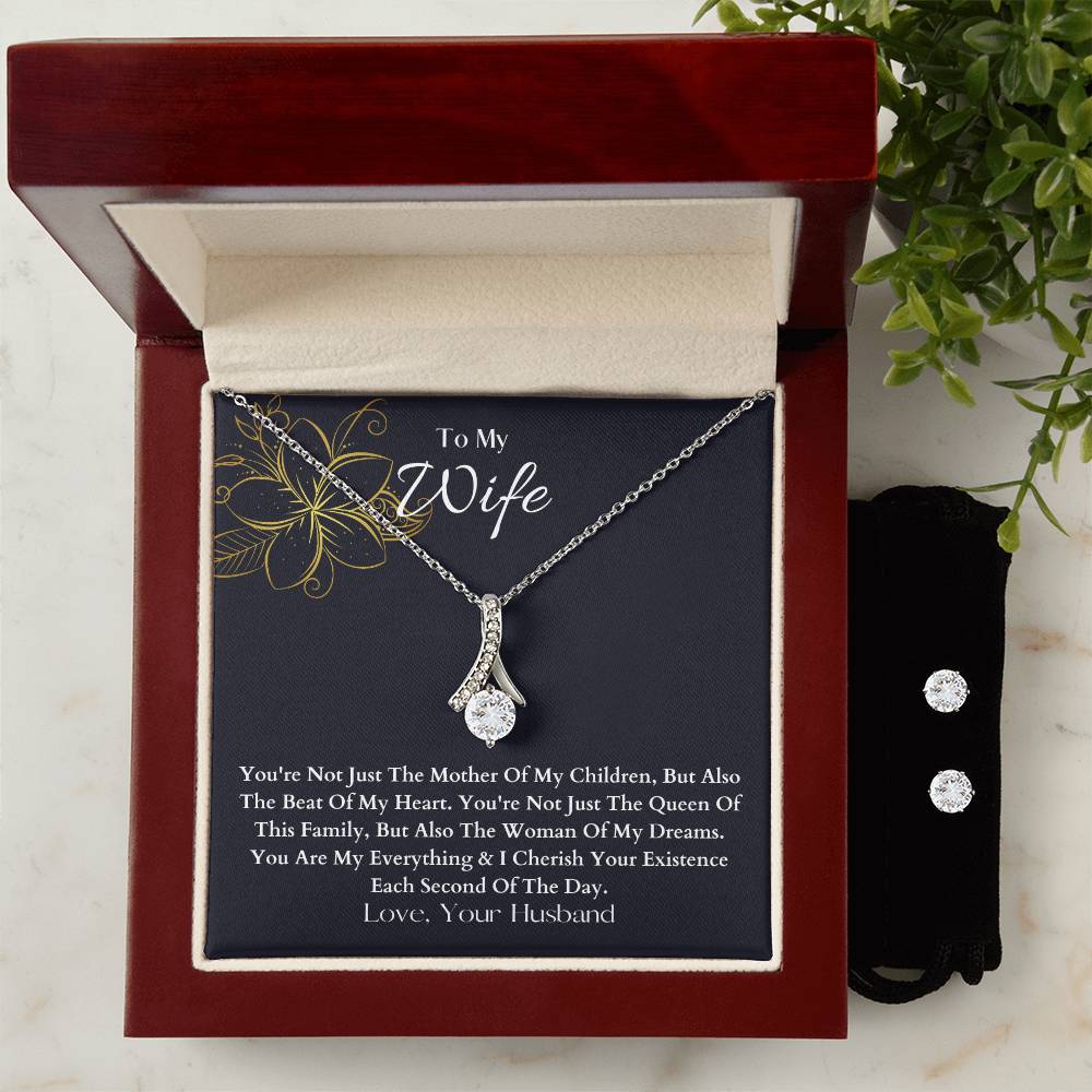To My Wife | You Are My Everything | Necklace  + Clear CZ Earrings