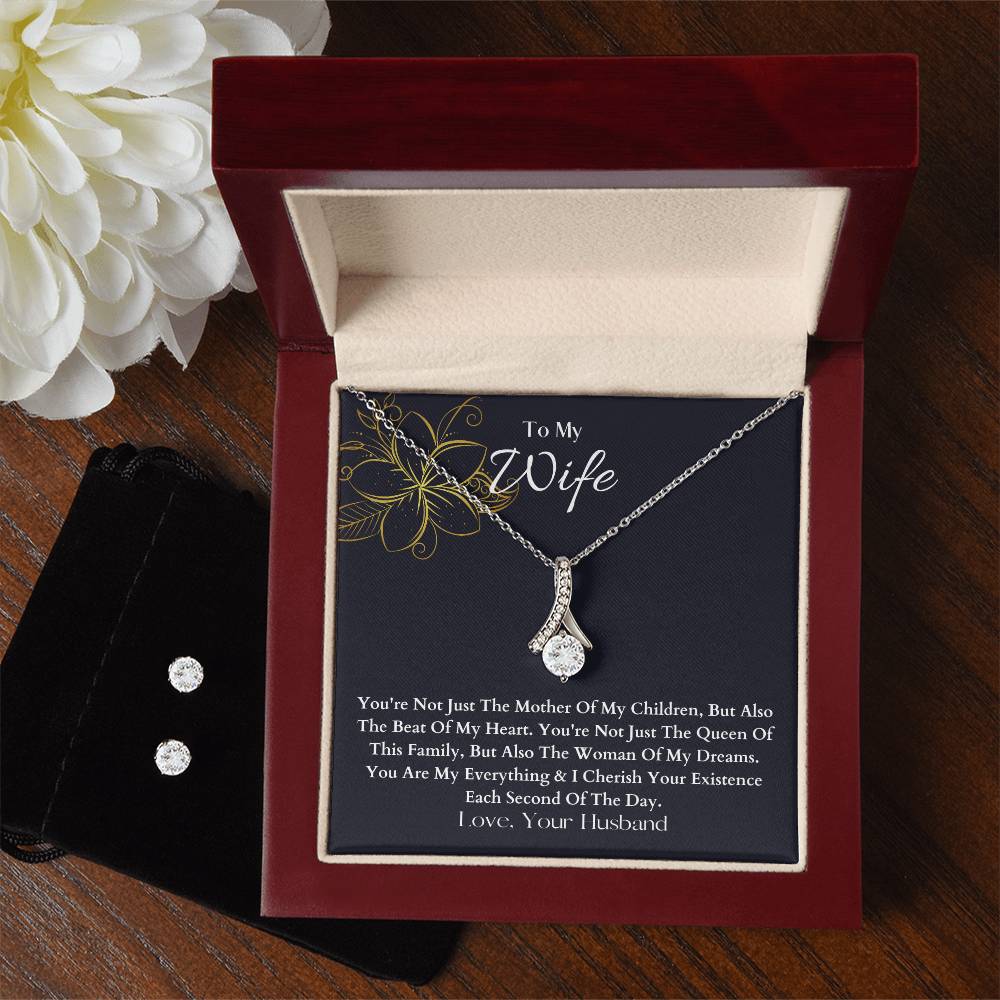 To My Wife | You Are My Everything | Necklace  + Clear CZ Earrings
