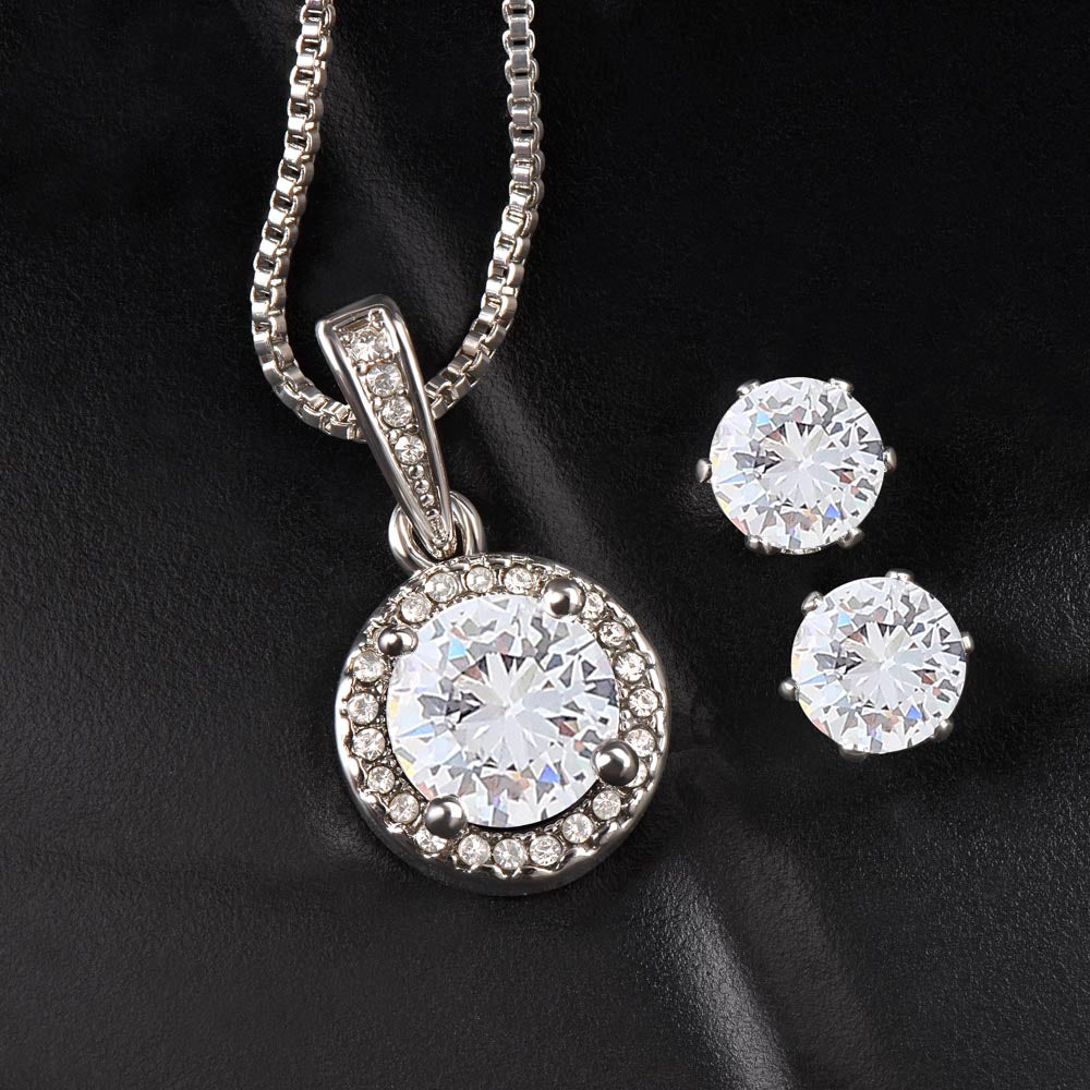 To My Best Friend On Her Wedding Day | Necklace + Clear CZ Earrings