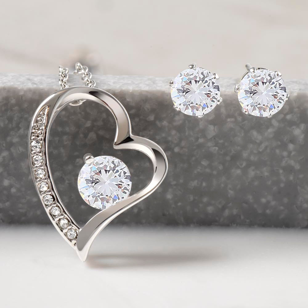 Dear Niece | You Are Braver Than You Believe | Necklace + Clear CZ Earrings