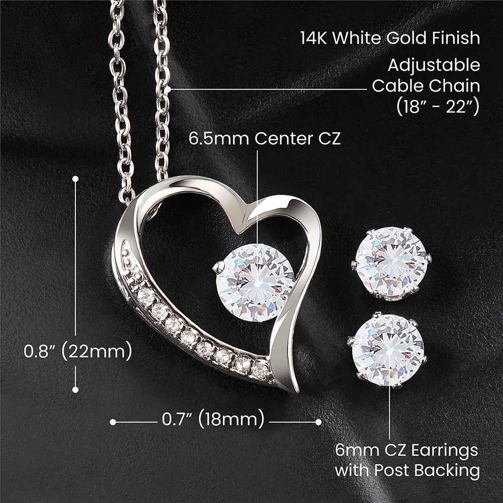 To My Stepdaughter | I Will Treat You Like My Own |  Necklace + Clear CZ Earrings