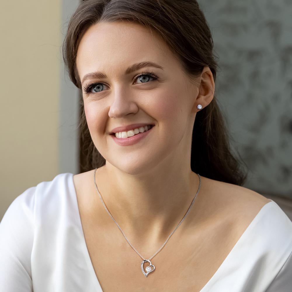 To My Stepdaughter | I Will Treat You Like My Own |  Necklace + Clear CZ Earrings