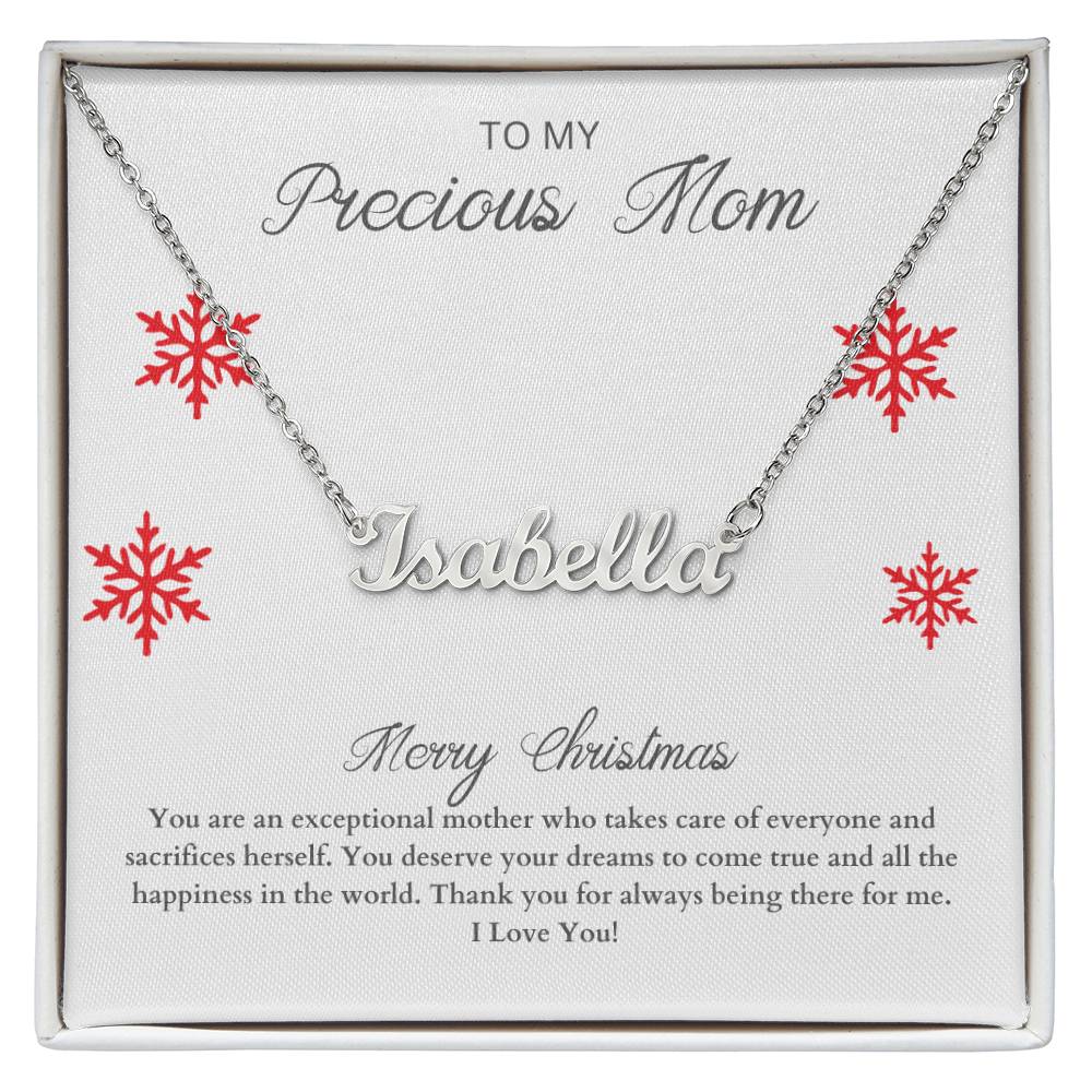 To My Precious Mom | Merry Christmas | Custom Name Necklace