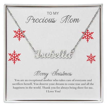 To My Precious Mom | Merry Christmas | Custom Name Necklace