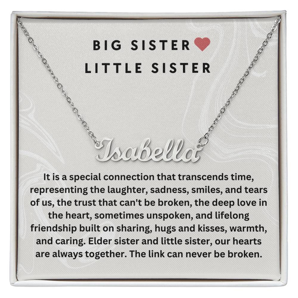 Big Sister Little Sister | Our Hearts Are Always Together | Name Necklace
