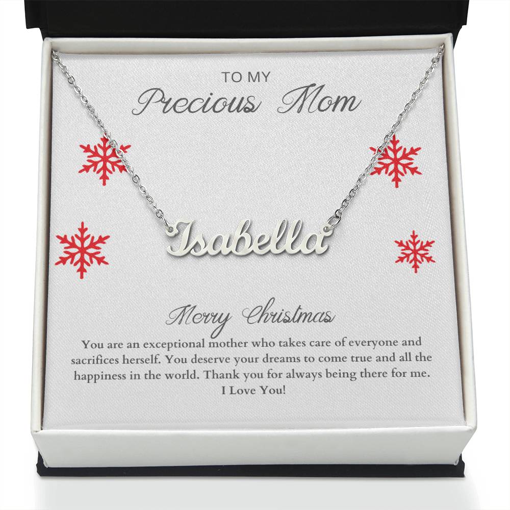 To My Precious Mom | Merry Christmas | Custom Name Necklace