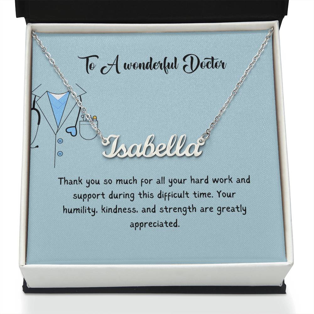 To A Wonderful Doctor | Thank You For All Your Hard Work | Professional Name Necklace