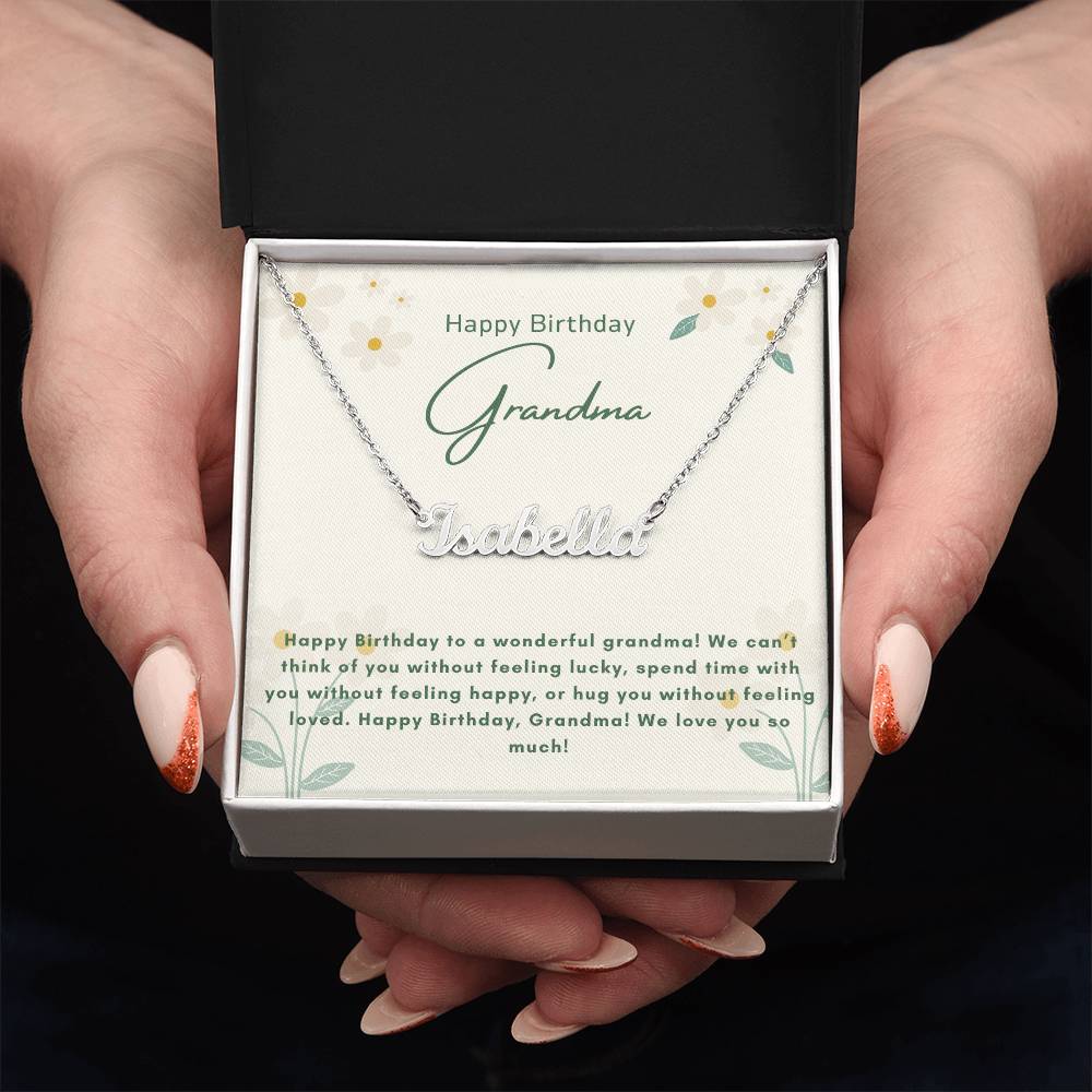 Happy Birthday Grandma | We Love You So Much | Name Pendant Necklace