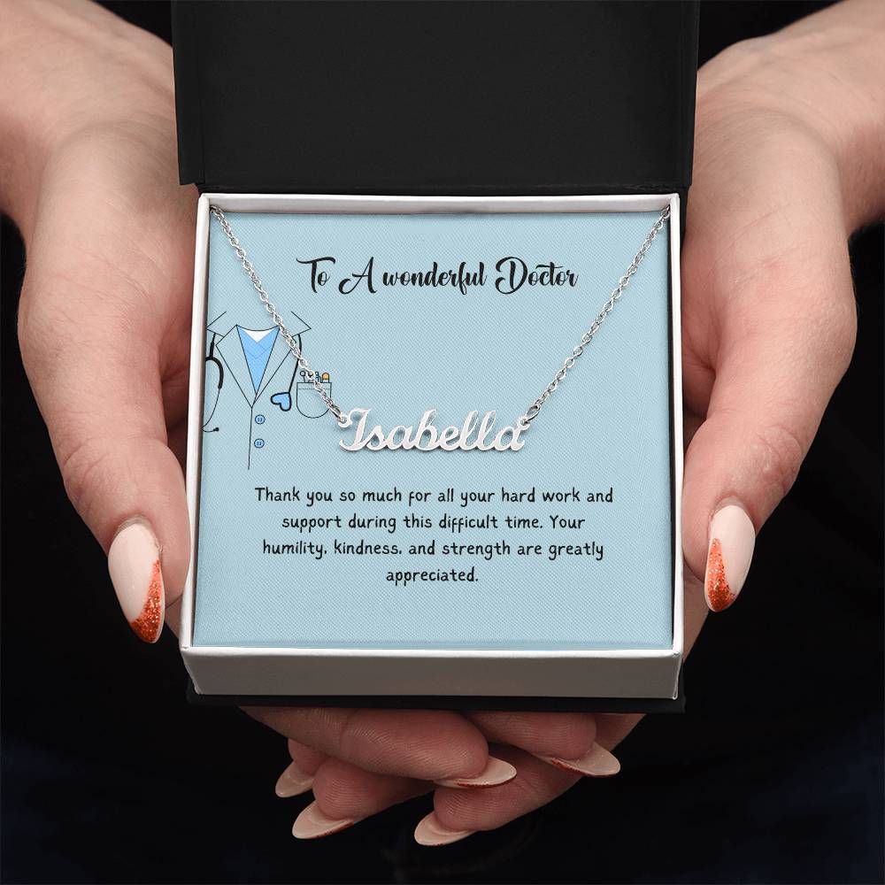 To A Wonderful Doctor | Thank You For All Your Hard Work | Professional Name Necklace