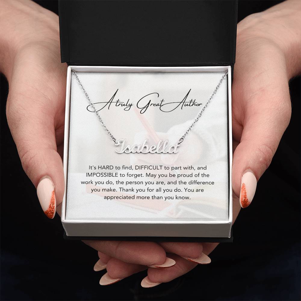 A Truly Great Author | Thank You For All You Do | Professional Name Necklace