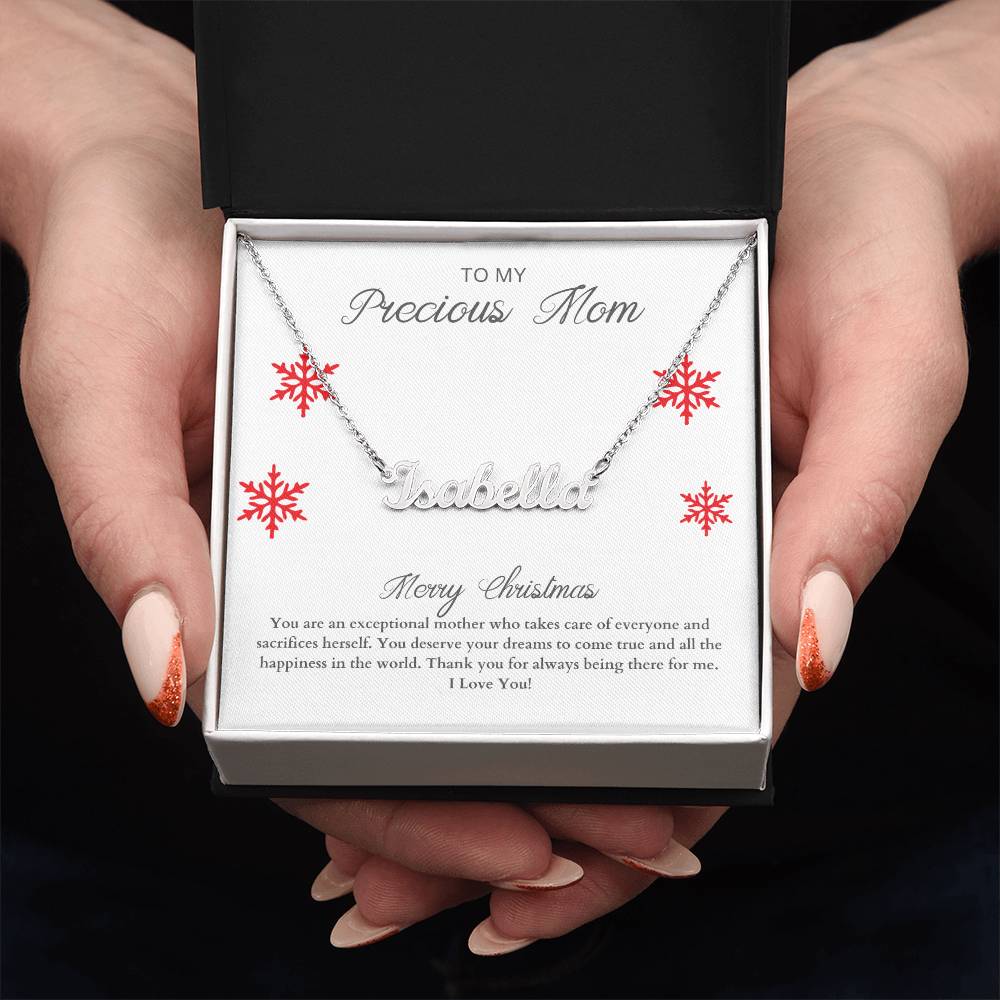 To My Precious Mom | Merry Christmas | Custom Name Necklace