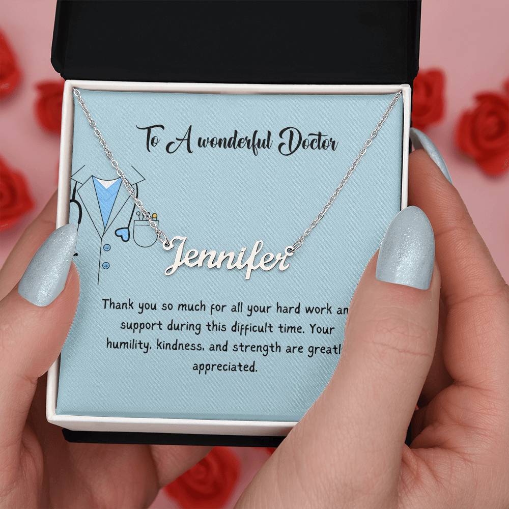 To A Wonderful Doctor | Thank You For All Your Hard Work | Professional Name Necklace