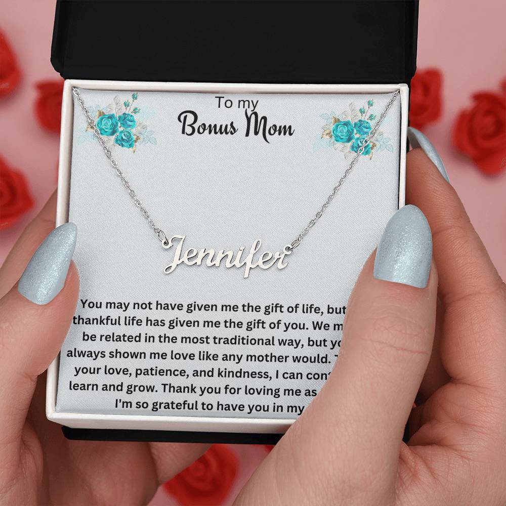To My Bonus Mom | Thank You For Loving Me As Your Own | Name Necklace