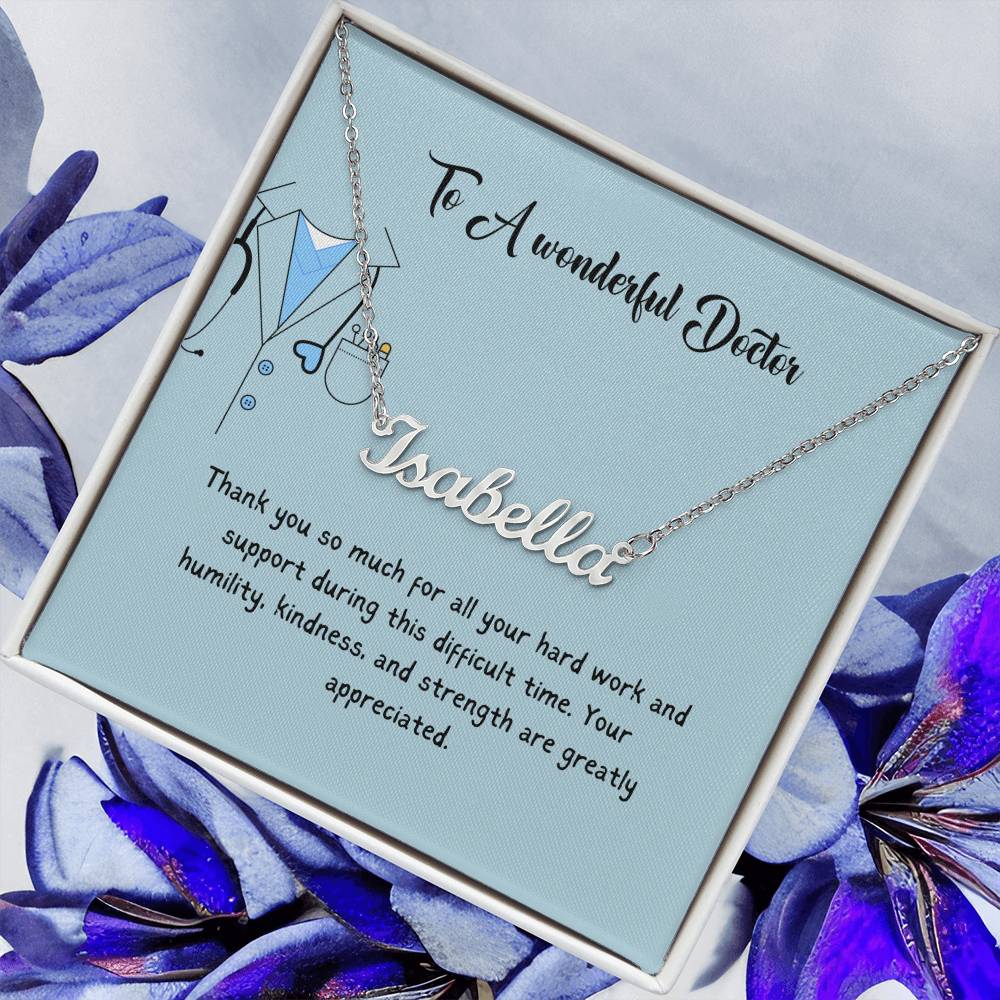 To A Wonderful Doctor | Thank You For All Your Hard Work | Professional Name Necklace