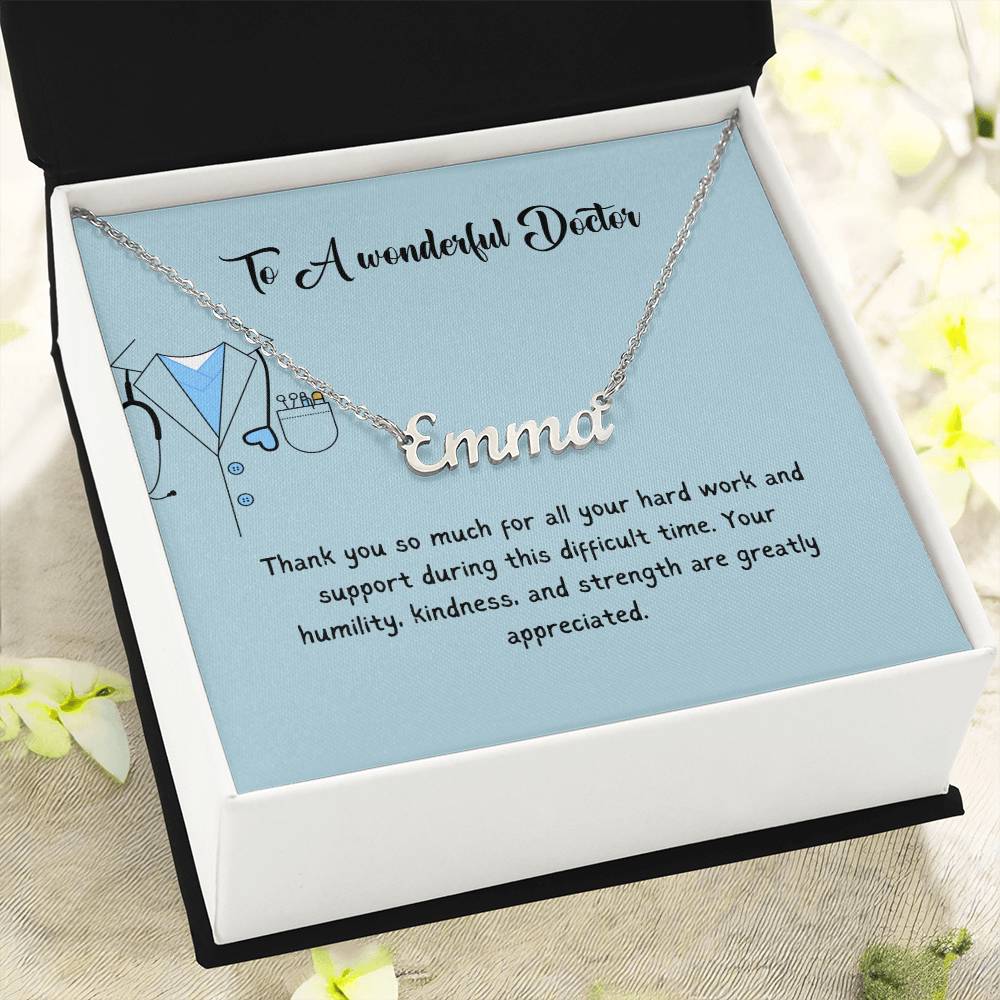To A Wonderful Doctor | Thank You For All Your Hard Work | Professional Name Necklace