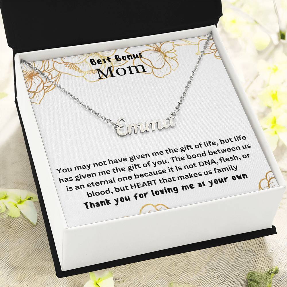 Best Bonus Mom | Life Gave Me The Gift Of You | Custom Name Necklace