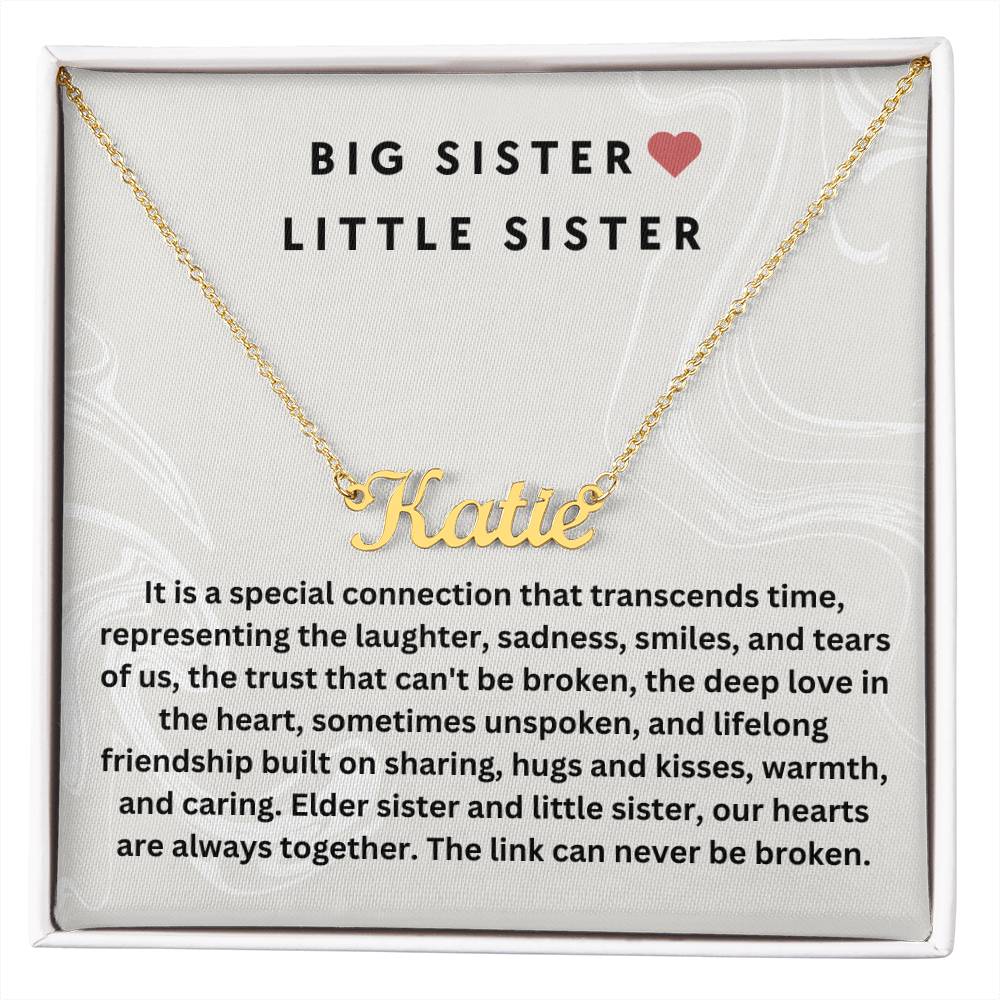 Big Sister Little Sister | Our Hearts Are Always Together | Name Necklace