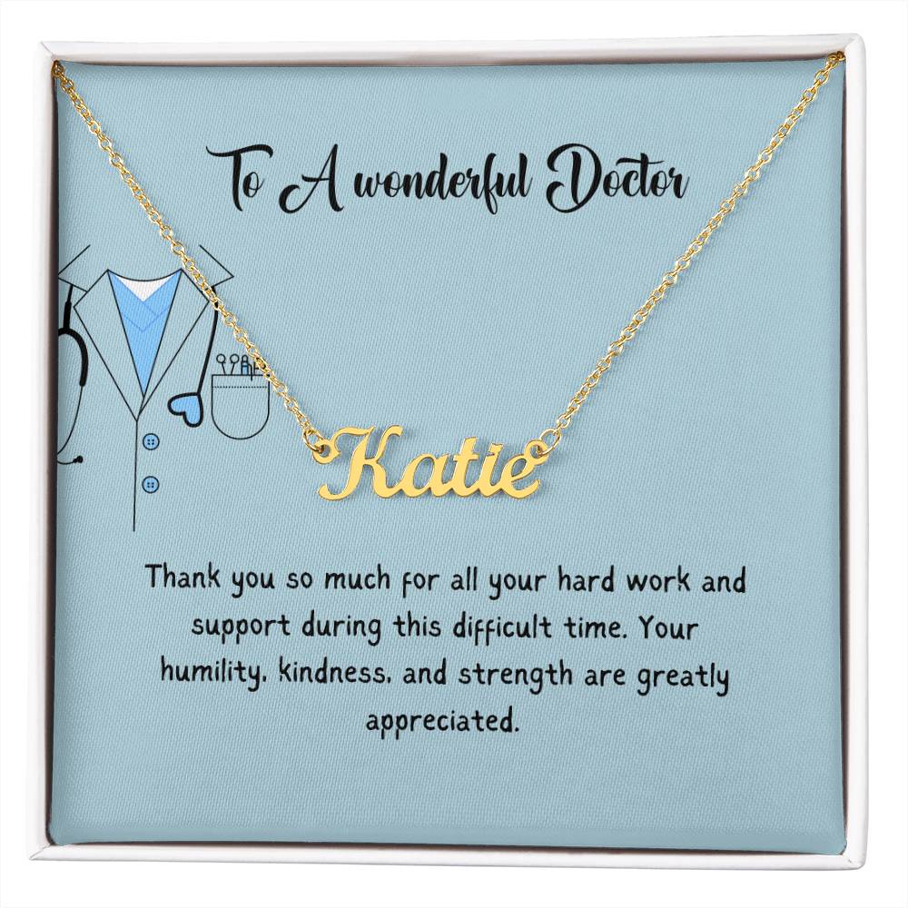 To A Wonderful Doctor | Thank You For All Your Hard Work | Professional Name Necklace